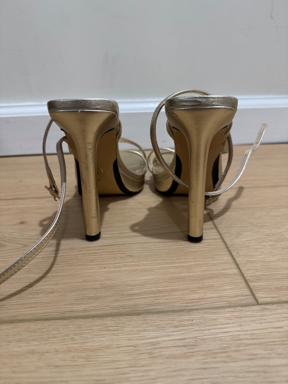 Zara Gold Metallic Platform Heels - Picture 2 of 6
